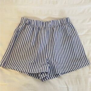 SHEIN Blue and White Striped High Waist Shorts